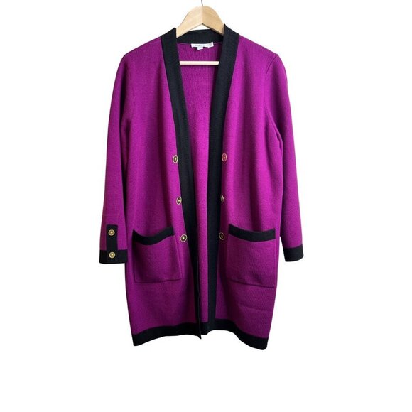 Chico's Sweaters - Chicos Travelers Collection Contrast Gold Button Cardigan Fuchsia Size 2 Large